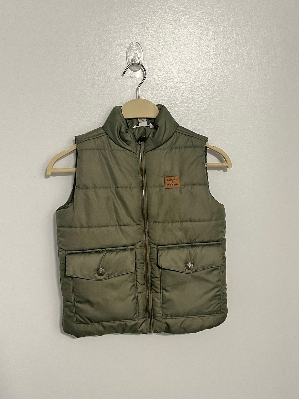Luck Brand Boys Green Puffer Vest Sz 4